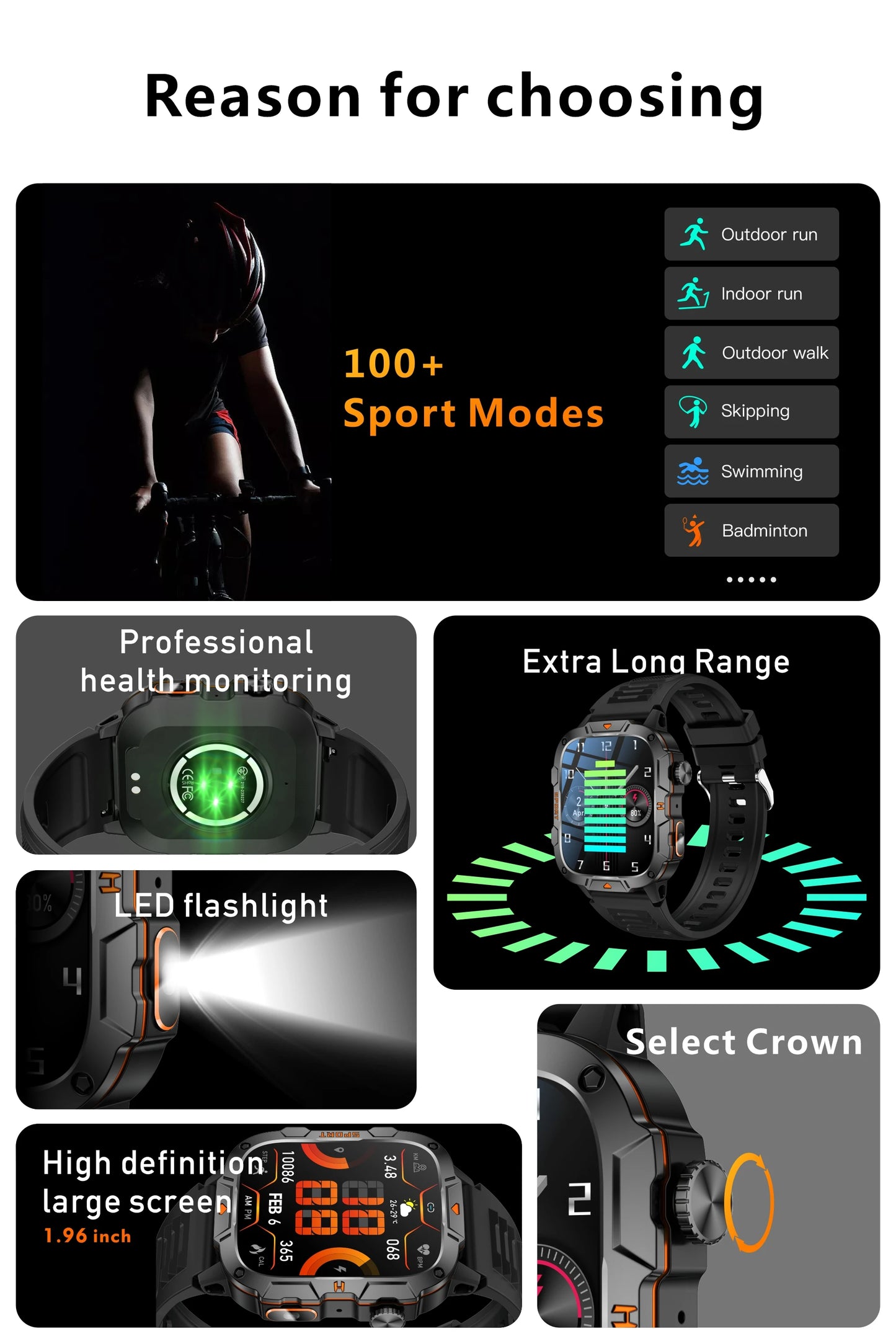 Smartwatch Desportivo QX12 AMOLED 1,96” com Monitorização de Saúde e Assistente de Voz