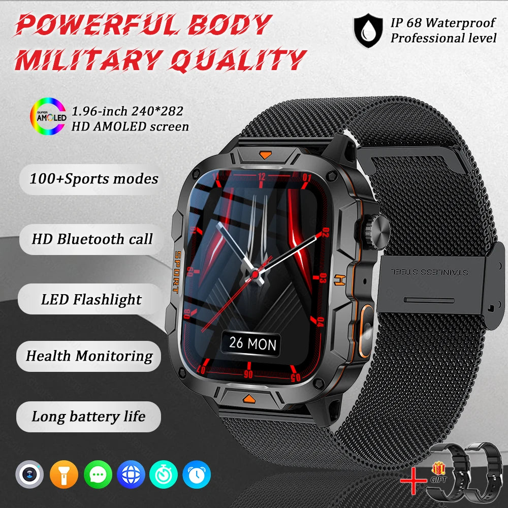 Smartwatch Desportivo QX12 AMOLED 1,96” com Monitorização de Saúde e Assistente de Voz