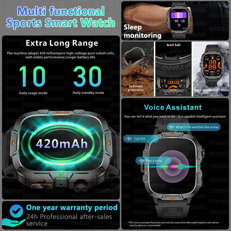 Smartwatch Desportivo QX12 AMOLED 1,96” com Monitorização de Saúde e Assistente de Voz