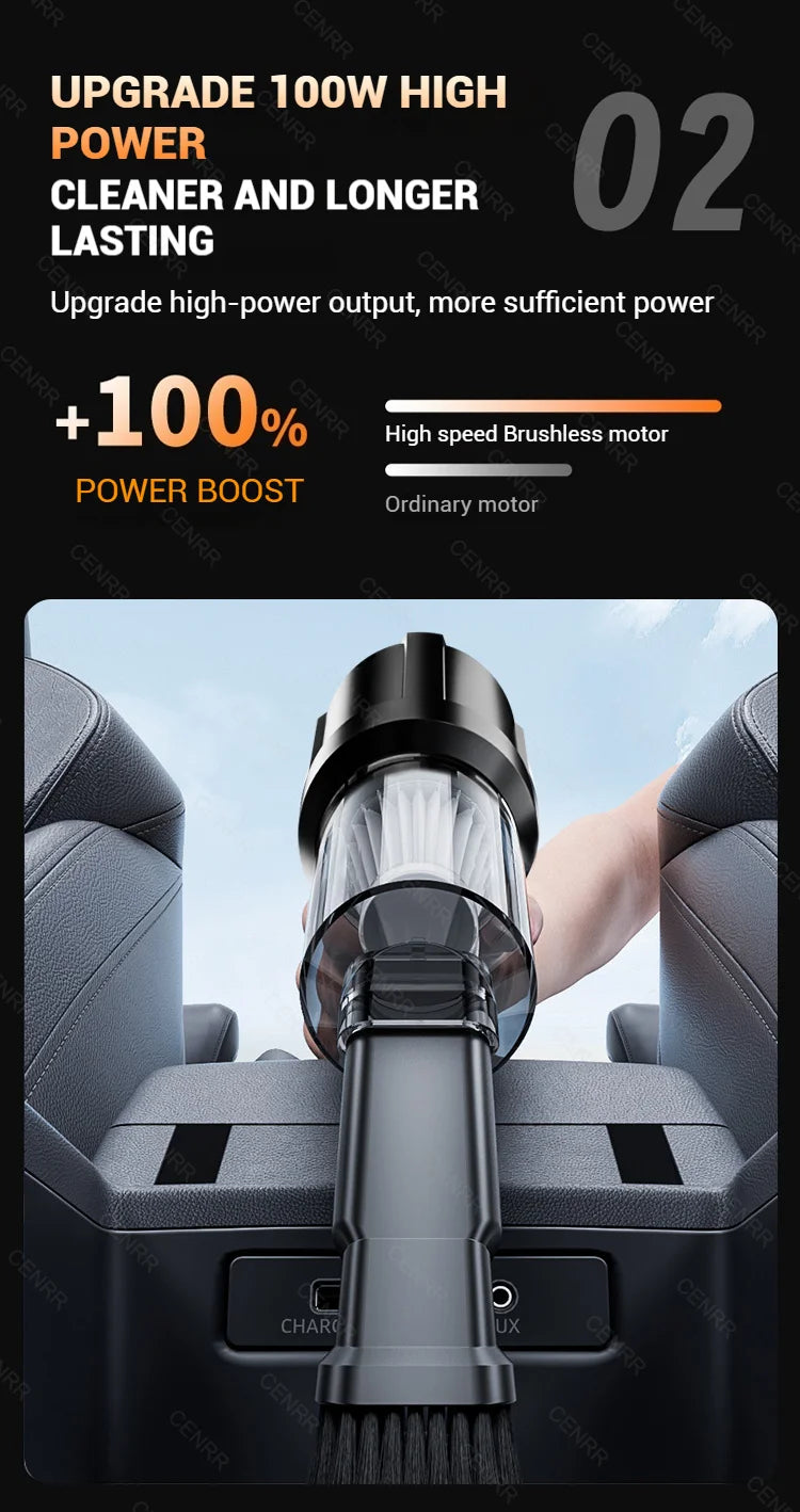 Aspirador Multifuncional CENRR sem Fios com Motor Potente, Função de Sopro e 9 Acessórios