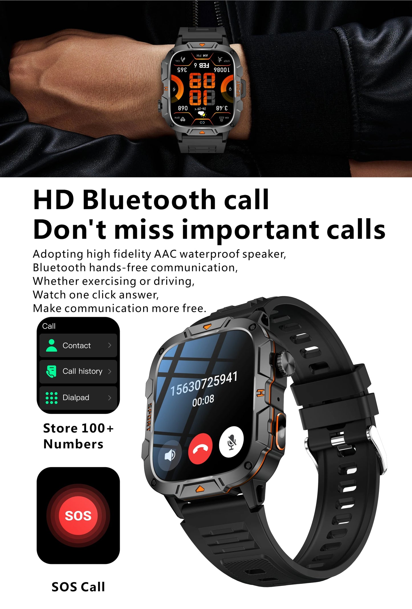 Smartwatch Desportivo QX12 AMOLED 1,96” com Monitorização de Saúde e Assistente de Voz