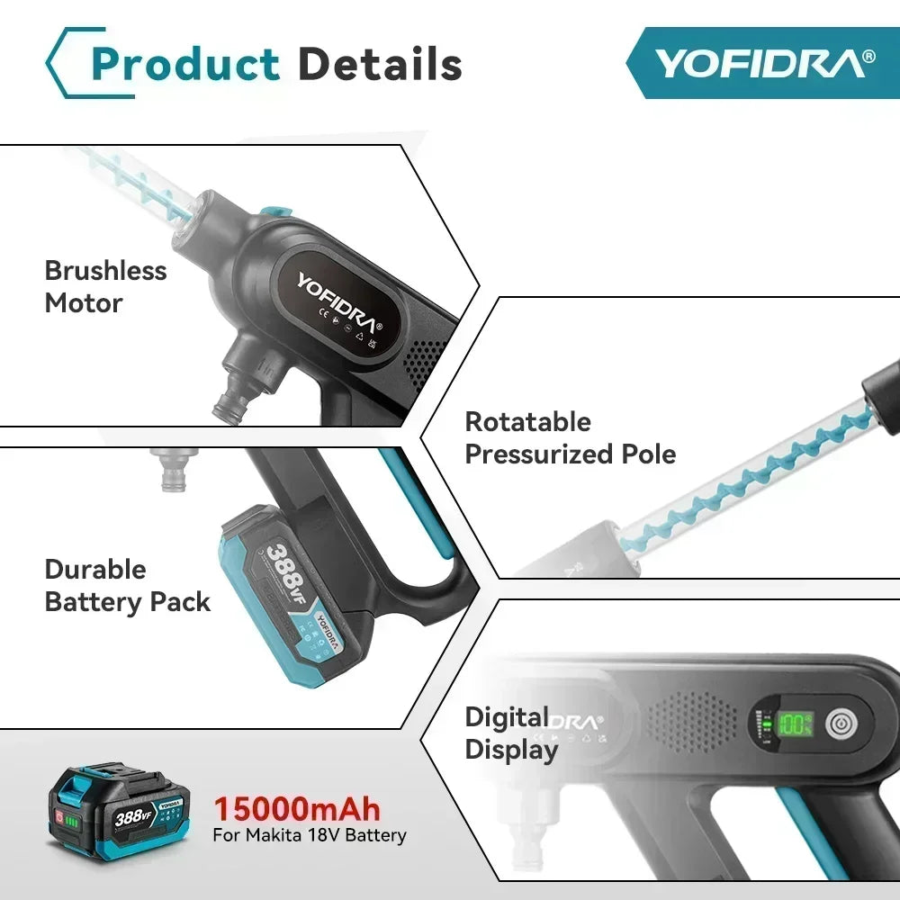 Yofidra 220Bar – Lavadora de Água Elétrica Sem Fios